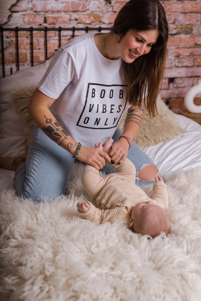 t-shirt allaitement boob vibes only blanc